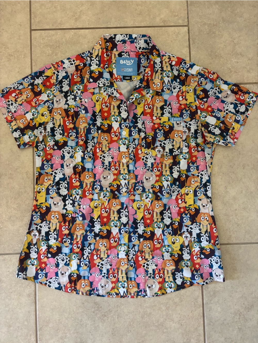 RSVLTS Disney Bluey Short-Sleeve Button-Down Shirt